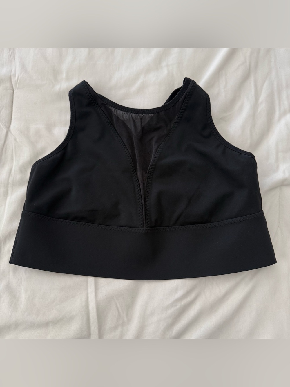 Athleta Black High-Neck Mesh-Inset Sports Bra size L